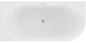 Mexen Gia, voľne stojaca rohová vaňa, drážkovaná, ľavá, 170 x 80 cm, biela lesklá, brúsená oceľ, 52701708000L-97