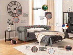 Sivá zamatová rozkladacia pohovka 203 cm York Blik – Ropez