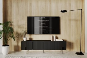 TV stolík Malmi 200 cm - čierny mat / čierna