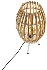 Rustikálna stolná lampa trojnožka bambus s bielou - Canna Capsule