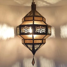 Orientálna závesná lampa Maha Amber