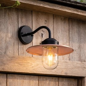 Moderné vonkajšie nástenné svietidlo čierne s meďou IP44 - Mníchov