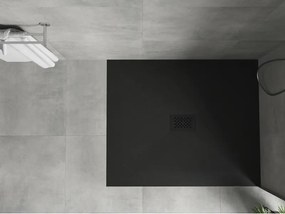 Mexen Hugo, obdĺžniková sprchová vanička SMC 130 x 100 cm, čierna, čierna krytka, 42701013-B