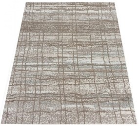 Škandinávsky koberec hnedej farby so vzormi