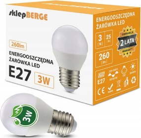 BERGE LED žiarovka - E27 - G45 - 3W - 250Lm - guľa - teplá biela