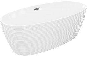 Mexen Lira, voľne stojaca vaňa, vzor, 170 × 80 cm, biela lesklá, brúsený grafit prepad, 52831708000-66