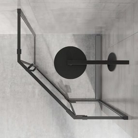 Päťuholníkový sprchovací kút REA DIAMOND 80x80 cm, čierny matný/transparent - bez vaničky