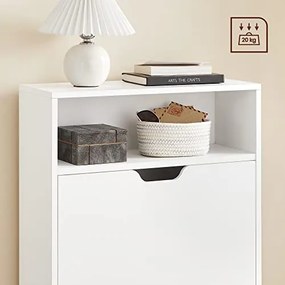 Stojan na topánky s 2 priehradkami, botník, 60 x 24 x 102 cm, biela