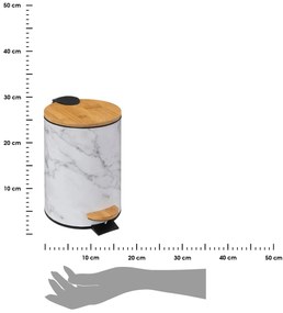 Odpadkový kôš Lea White, biela/s drevenými prvkami, 25x16,8x16,8 cm