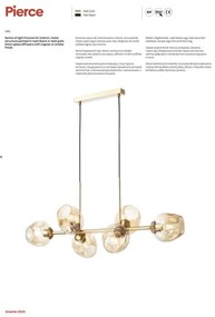 Redo 01-2619 - Luster na lanku PIERCE 6xE27/42W/230V zlatá/dymová