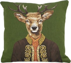 Zelený gobelínový vankúš s jeleňom v obleku - 45 * 15 * 45cm