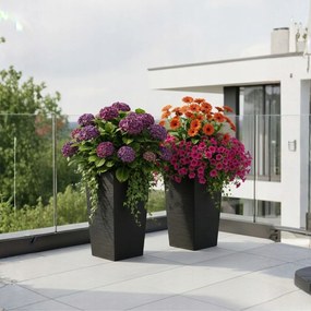 Sada 3 ks květináčů Porto Riflo 57x29,5/46x24,7/36,6x18,9 cm černá