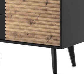 Široká komoda so zásuvkami Willow, čierna/dub artisan