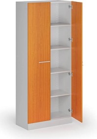 Kovová spisová skriňa s drevenými dverami, demontovaná, 1950 x 800 x 400 mm, čerešňa