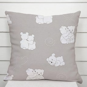 Biante Detská bavlnená obliečka na vankúš Sandra SA-733 Zamilované ľadové medvede na svetlo sivom 50 x 70 cm