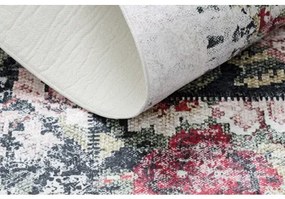 ANDRE 1816D umývací koberec kvety vintage protišmykový - biely / červený Veľkosť: 120x170 cm
