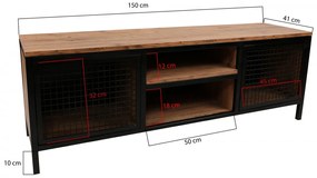 TV stolík Zeno 150 cm borovica/čierny