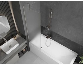 Mexen Next, 1-krídlová vaňová zástena 60 x 150 cm, 6mm sklo námraza, oceľová, 895-060-000-00-30-97