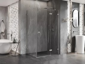 Mexen Lunar T, sklopný pravý sprchový kút 140 x 70 cm, 8mm číre sklo, oceľový profil, 834T-140-070-97-00-P