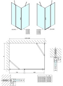 Polysan, Zoom Line obdĺžniková sprchová zástena 1400x900mm L/P varianta, ZL1314ZL3290