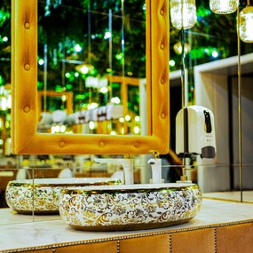 Rea Melania Meryl umývadlo, 60 x 41 cm, biela-zlatý vzor, REA-U5054