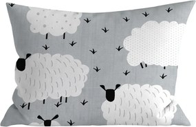 Polybavlnená obliečka na vankúš WHITE SHEEPS 50x70 cm, sivá