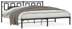 Kovový rám postele s čelom čierny 200x200 cm 374248