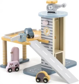 Drevená garáž 3+ s čerpacou stanicou a autíčkami