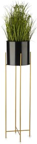 KOVOVÝ KVETINÁČ SO STOJANOM GLAMOUR 95X24 CM ČIERNA/ZLATÁ