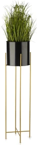 KOVOVÝ KVETINÁČ SO STOJANOM GLAMOUR 95X24 CM ČIERNA/ZLATÁ