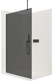 CERANO - Sprchová zástena Walk-in Onyx Top L/P - guľatá vzpera - čierna matná, grafitové sklo - 140x200 cm, CER-CER-8050BD1677
