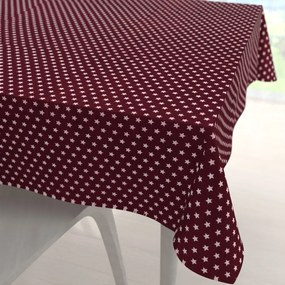 Biante Bavlnený štvorcový obrus Sandra SA-351 Biele hviezdičky na tmavo červenom 110x110 cm