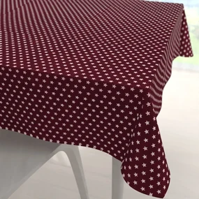 Biante Bavlnený štvorcový obrus Sandra SA-351 Biele hviezdičky na tmavo červenom 90x90 cm