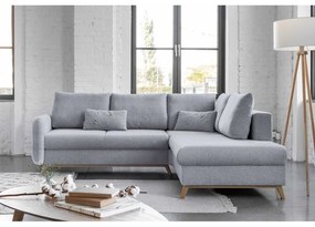 Svetlosivá rozkladacia rohová pohovka Miuform Scandic Lagom L, pravý roh