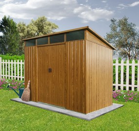 Záhradný domček BestBerg ZDSL-4D / 4,6 m² / 238 x 194 x 202 cm / dekor červené drevo / hnedá