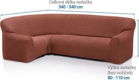 Super strečové poťahy RUBINIA tehlová rohová sedačka (š. 340 - 540 cm)