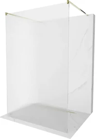 Mexen Kioto, sprchová zástena Walk-In 110 x 200 cm, 8mm sklo s rebrovým vzorom, zlatý profil, 800-110-002-50-09