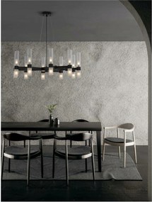 Nova Luce závesné svietidlo Century matná čierna a číre a matné sklo (2m oceľ