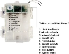 Vianočná reťaz 20 m, 200 LED, teple a studeno biela