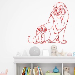 Veselá Stena Samolepka Mufasa a Simba Leví kráľ Farba: červená, Veľkosť: 100 x 101 cm