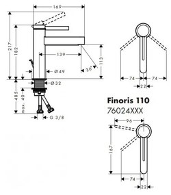 Hansgrohe Finoris - Páková umývadlová batéria 110 CoolStart s odtokovou súpravou Push-Open, biela matná 76024700