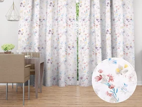 Biante Bavlnený záves Sandra SA-290 Farebné lučne kvety na bielom 150x140 cm