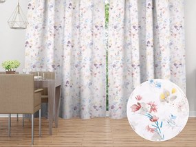 Biante Bavlnený záves Sandra SA-290 Farebné lučne kvety na bielom 150x140 cm