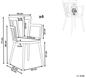 Súprava 4 plastových jedálenských stoličiek biela MORILL Beliani