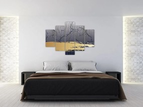 Obraz - Modrá a zlatá abstrakcia N⁰1 (150x105 cm)