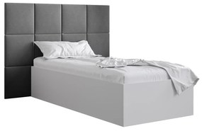 Jednolôžková posteľ s čalúneným čelom 90 cm Brittany 4 (biela matná + sivá) (s roštom). Vlastná spoľahlivá doprava až k Vám domov. 1046017