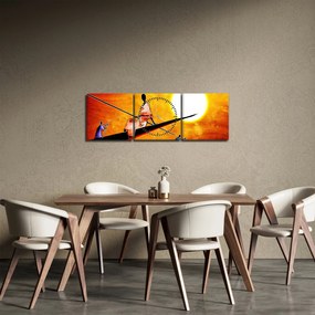 Obraz dobovej starovekej maľby (s hodinami) (90x30 cm)