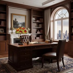 Lampa do obývačky Tiffany kovový stojan Folioles POPPY Ø50*63