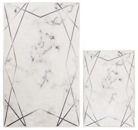 Súprava 2 bielo-sivých kúpeľňových predložiek Mila Home Geometric