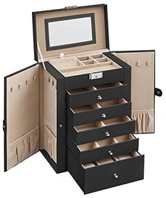 Šperkovnica, 6 úrovní, šedá, 32x26x15,5cm